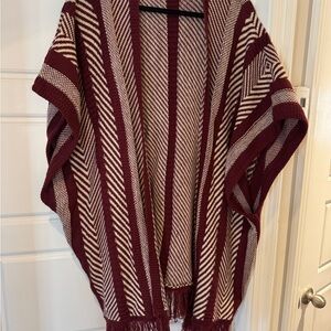 MOON Striped Burgundy and Cream Women's Sweater